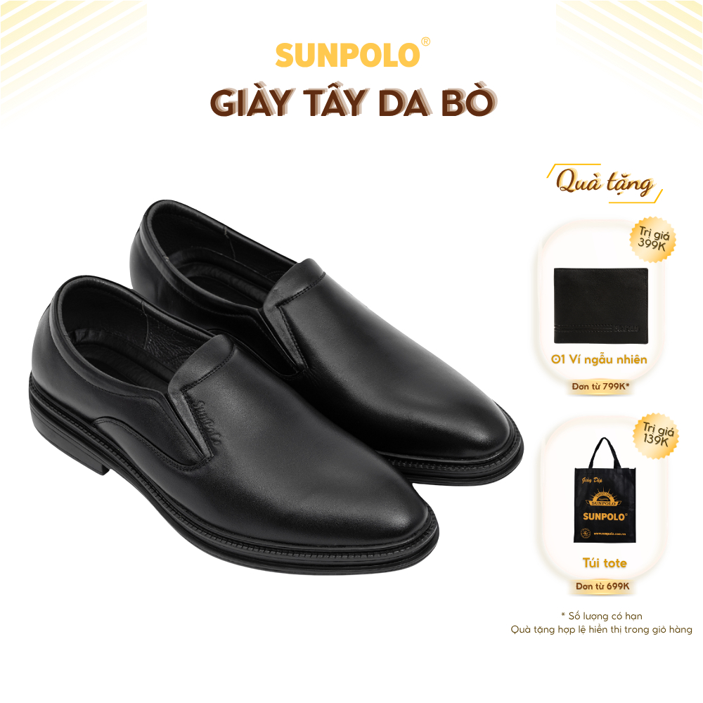 Giày tây SPH297 da bò mũi tròn đế cao 3 cm gồm 2 phiên bản màu Đen/Nâu
