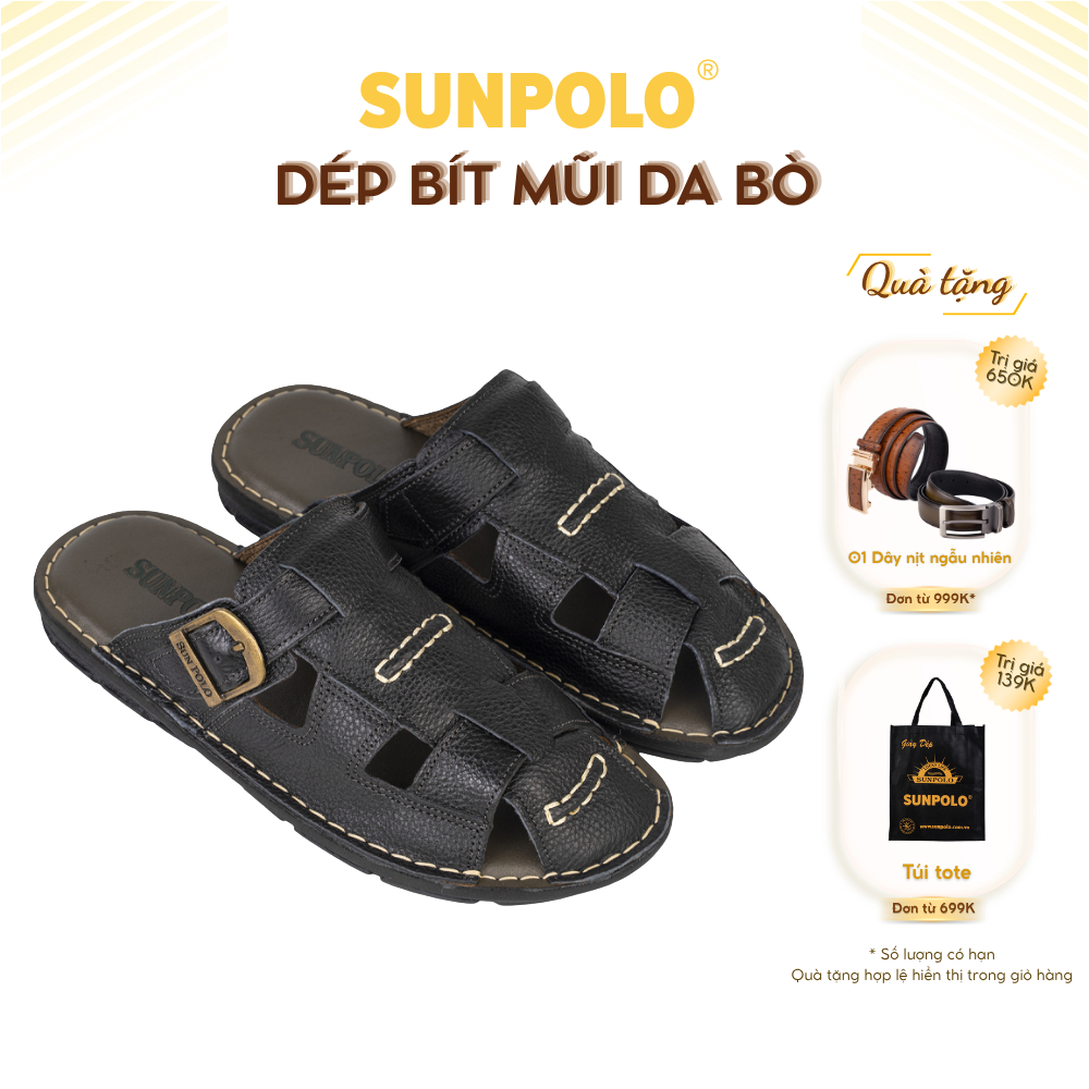 Dép bít mũi ABI019 Da Bò Cao Cấp