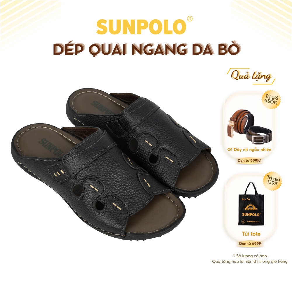 Dép Quai Ngang Nam DQN018 Da Bò Cao Cấp