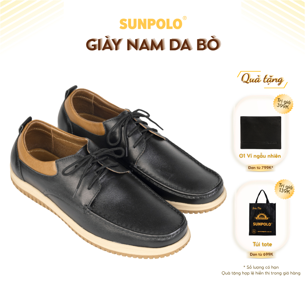 Giày nam da bò FUS492 đế phylon mũi tròn cột dây