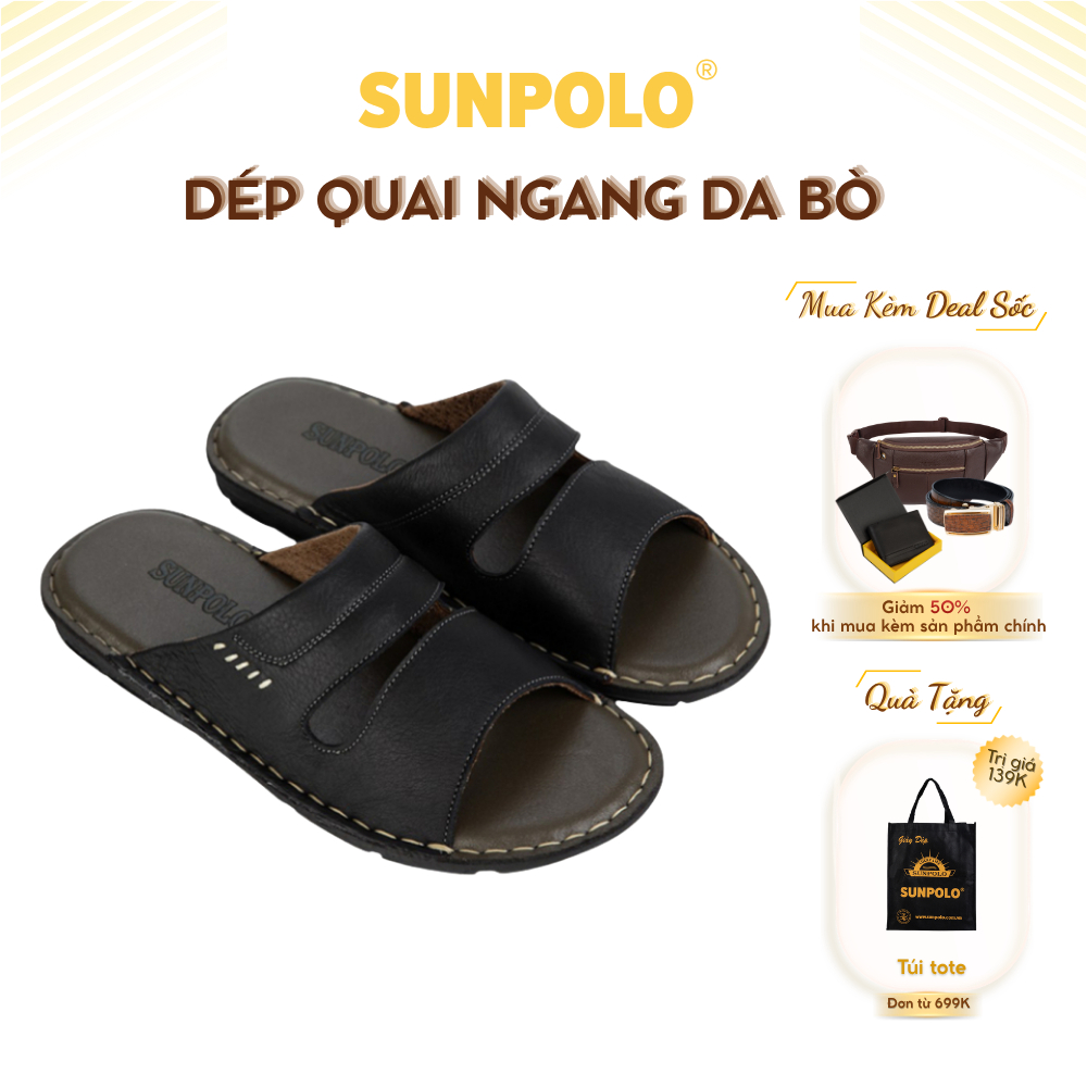 Dép Quai Ngang AQN027 Da Bò cao cấp