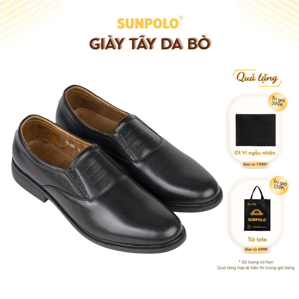 Giày tây da bò trơn đế cao su mũi tròn TAY342 đế mới