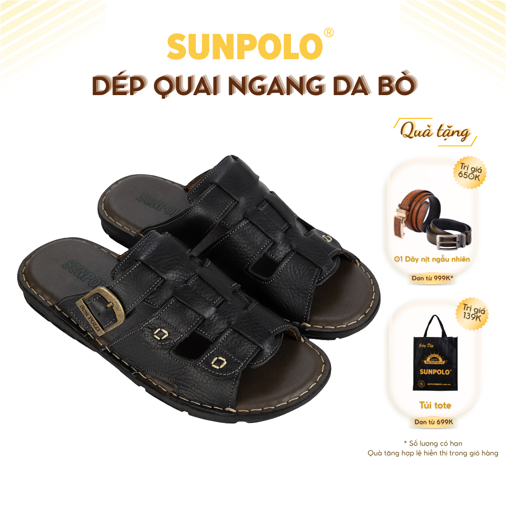 Dép Quai Ngang AQN022 Da Bò Cao Cấp