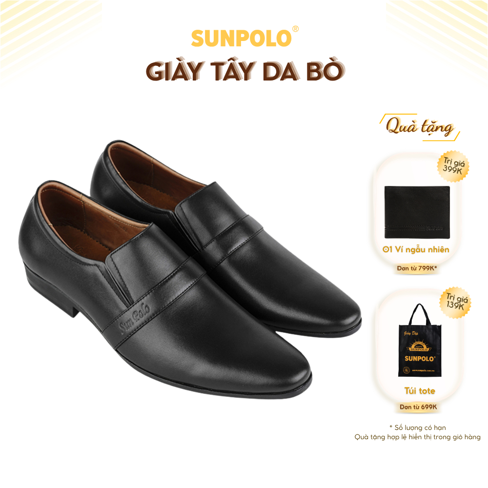 Giày tây TAY-07 da bò đế cao su mũi nhọn có 2 phiên bản màu Đen/Nâu