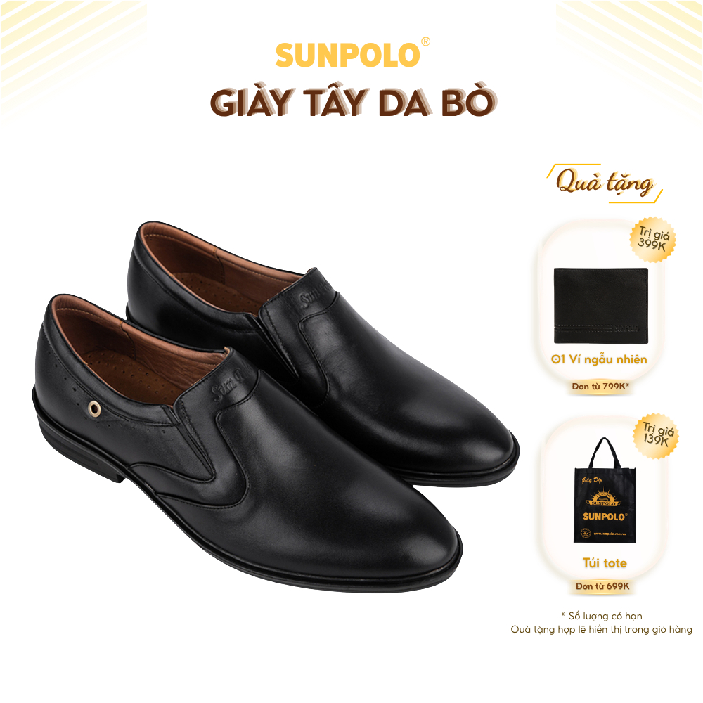 Giày tây nam MU0112 da bò đế cao su mũi nhọn Đen/Nâu