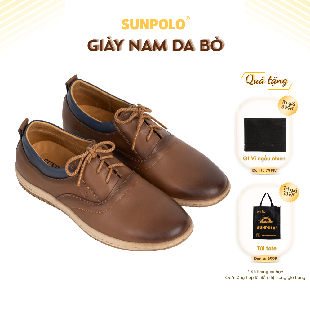 Giày tây nam SPH424 Da bò Buộc dây trẻ trung năng động