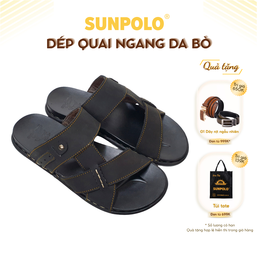 Dép Quai Ngang SNA101 Da Bò Cao Cấp