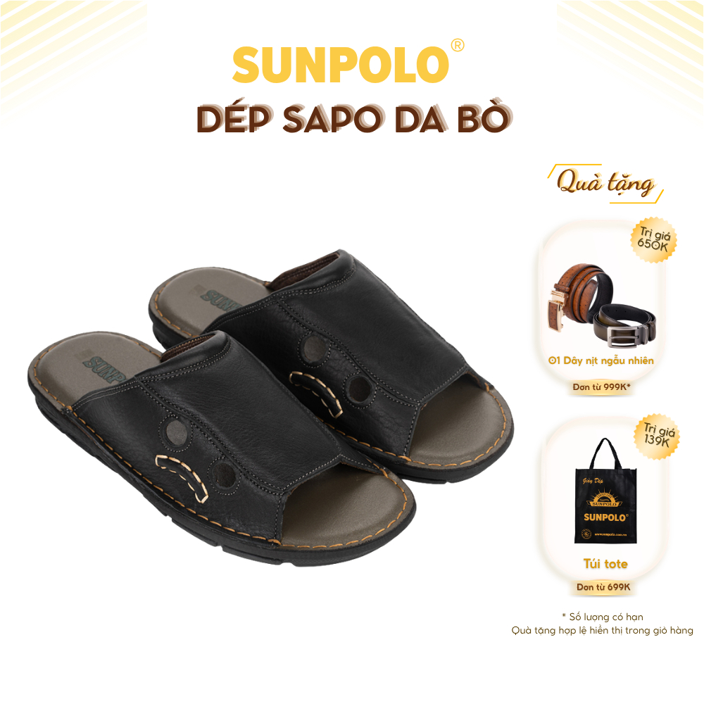 Dép Quai Ngang Nam AQN015 Da Bò