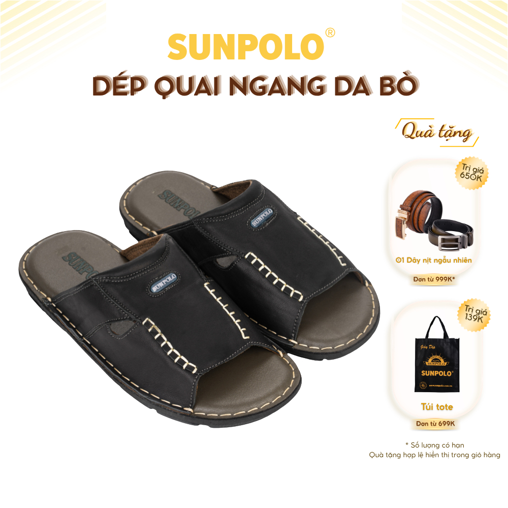 Dép Quai Ngang Nam AQN012 Da Bò Cao Cấp