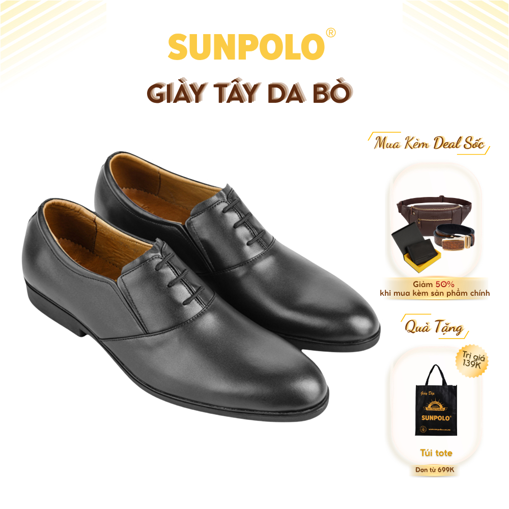 Giày Tây Nam KT0528 Da Bò SUNPOLO Đen Nâu
