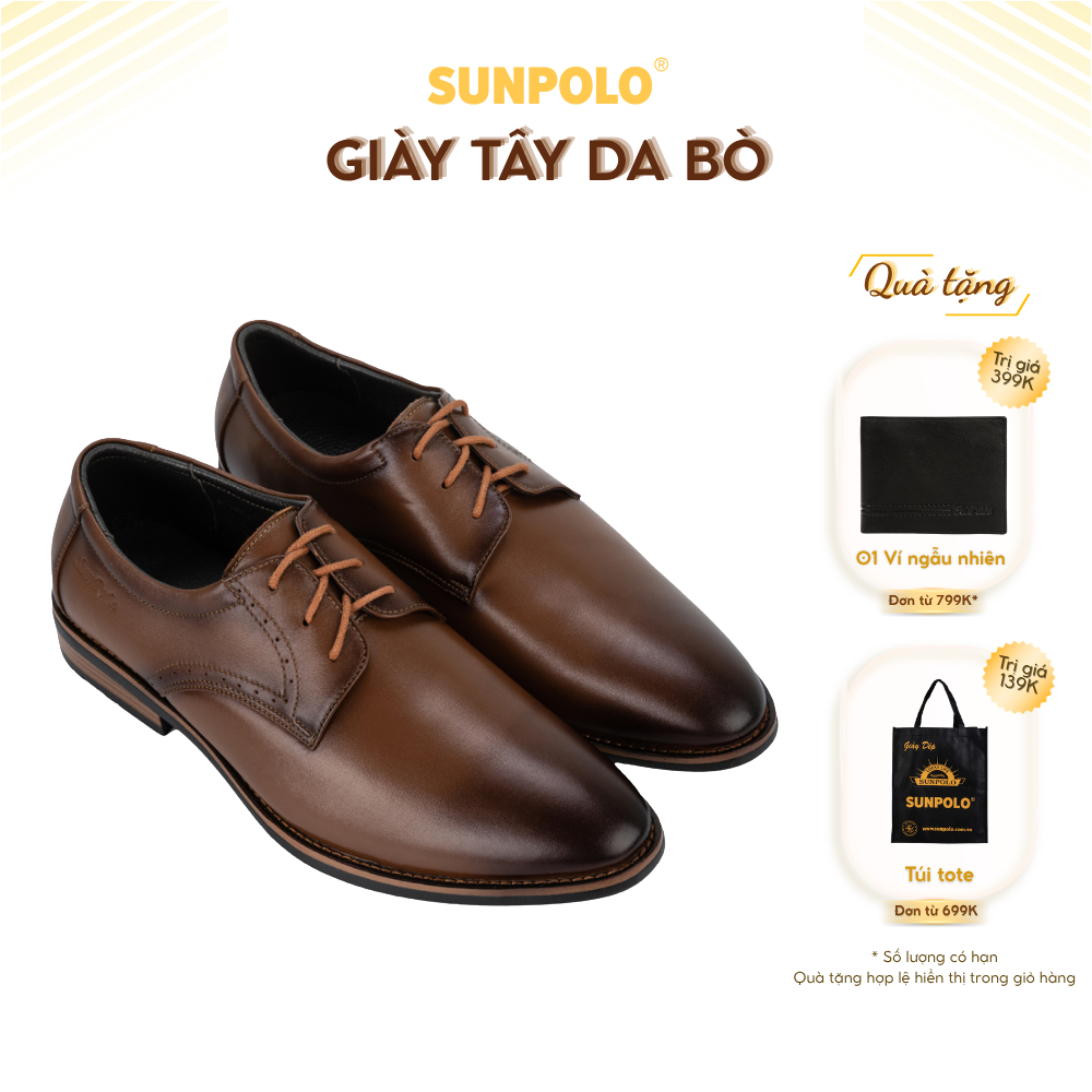 Giày tây SPH427 buộc dây da bò mũi nhọn 2 phiên bản màu Đen/Nâu