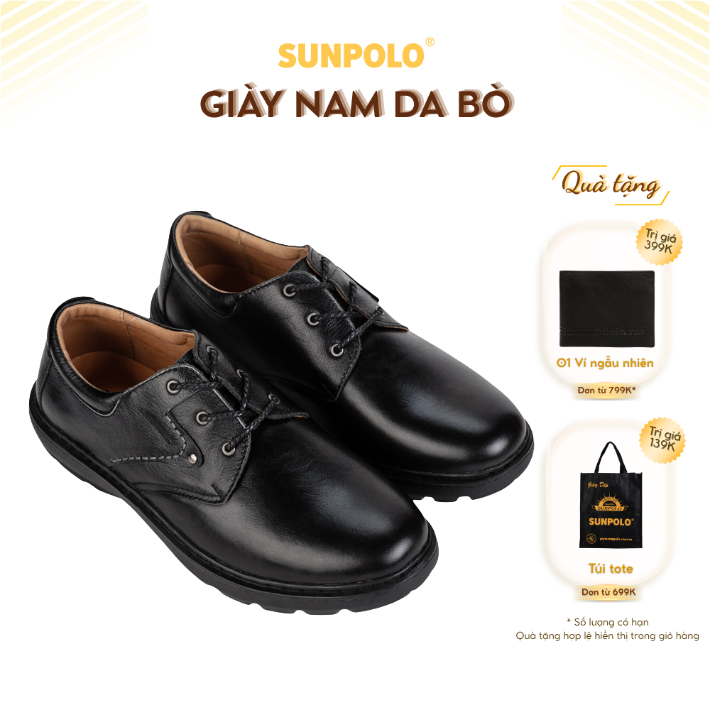 Giày nam XIPO01 buộc dây da bò cổ điển và hiện đại, trẻ trung