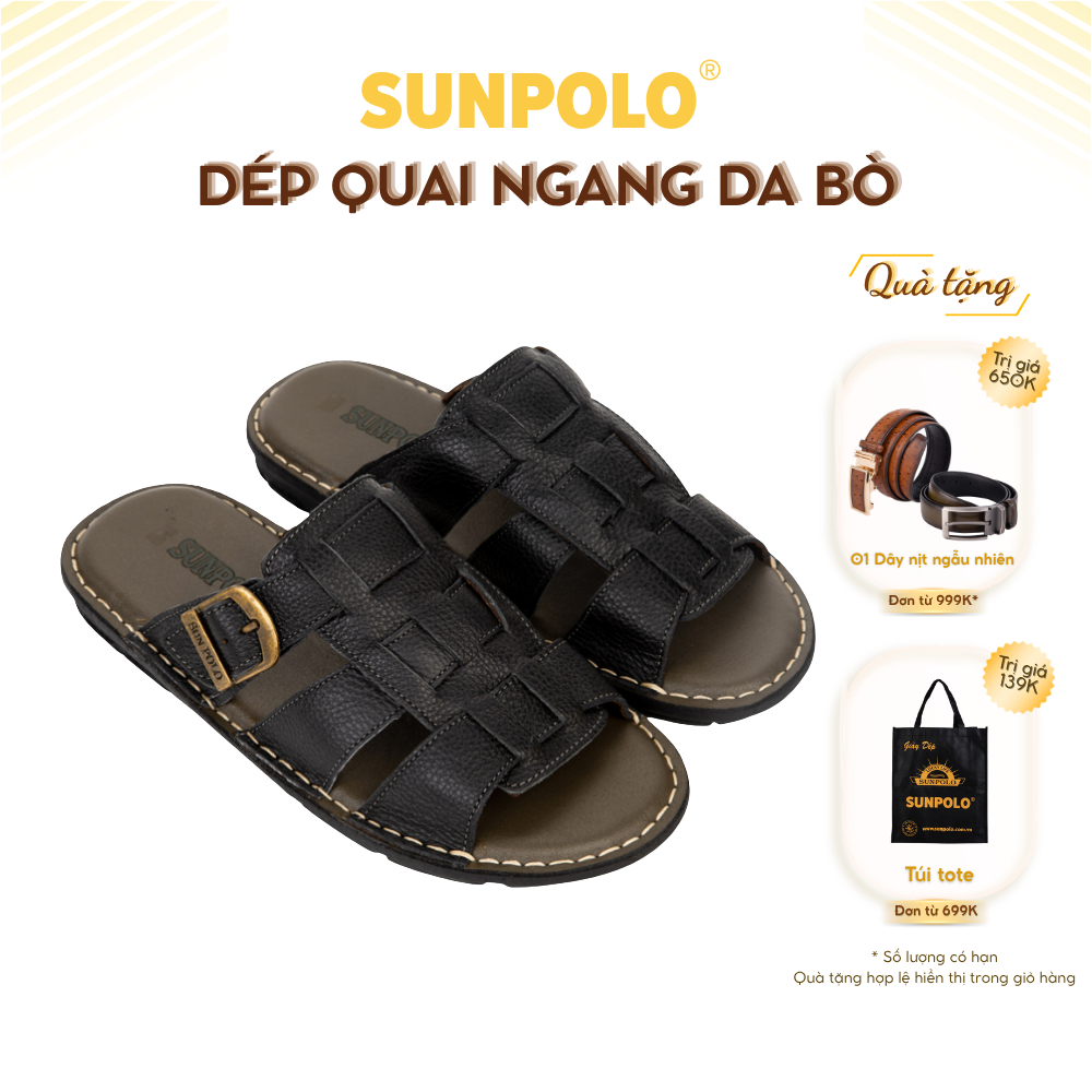 Dép Quai Ngang Nam AQN001 Da Bò Cao Cấp