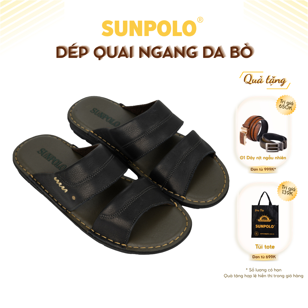 Dép quai ngang nam AQN029 da bò cao cấp