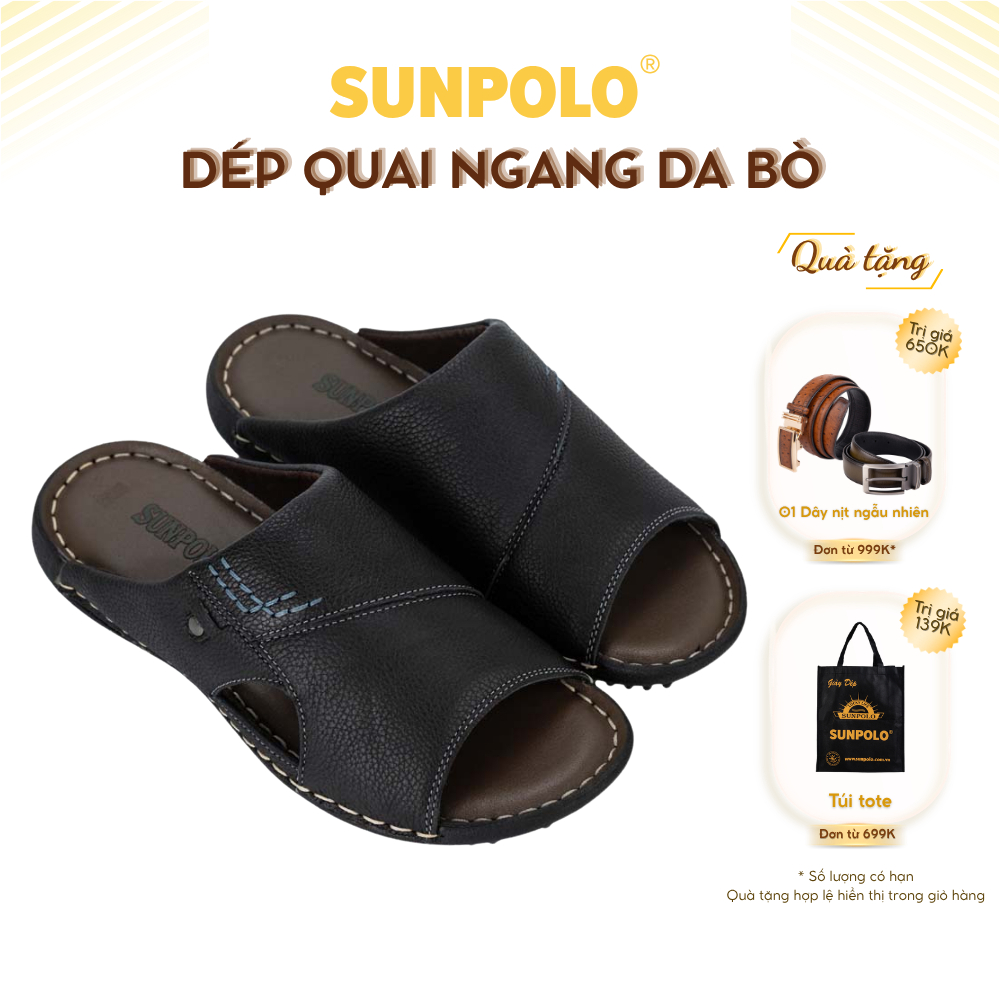Dép Quai Ngang Nam DQN021 Da Bò Cao Cấp