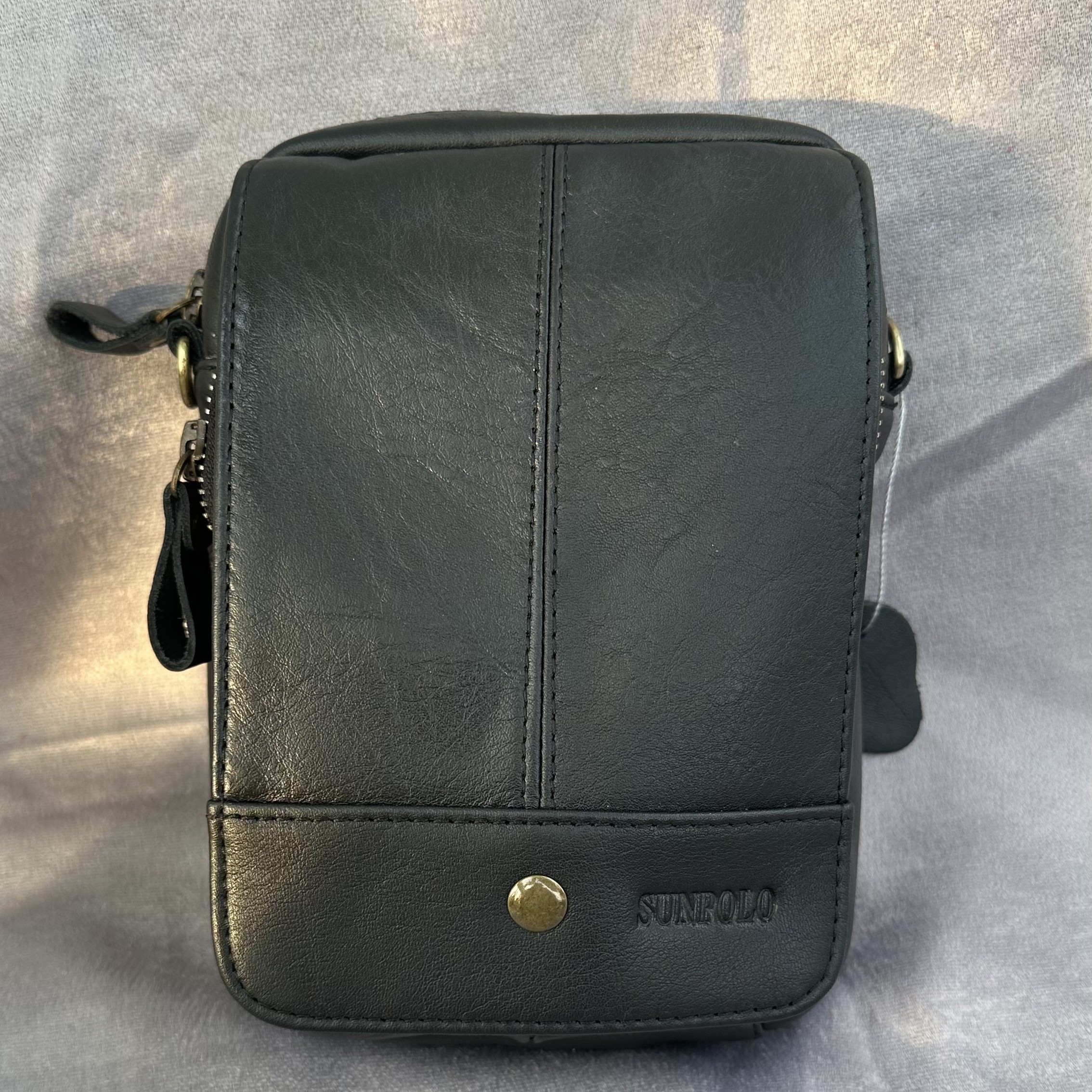 Túi đeo chéo nam da bò cao cấp SUNPOLO Đen TUI121