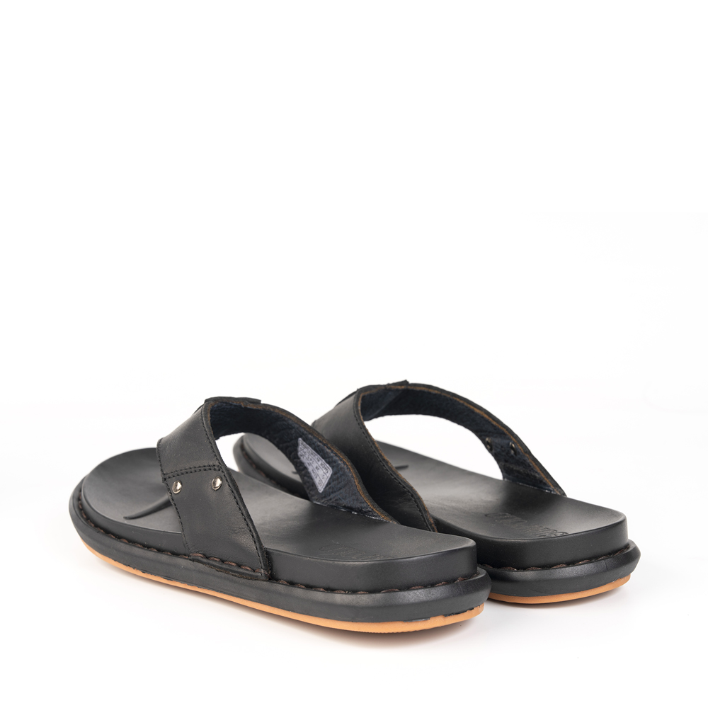 Dép xỏ ngón nam da bò SUNPOLO KEP288 đế cao su màu đen