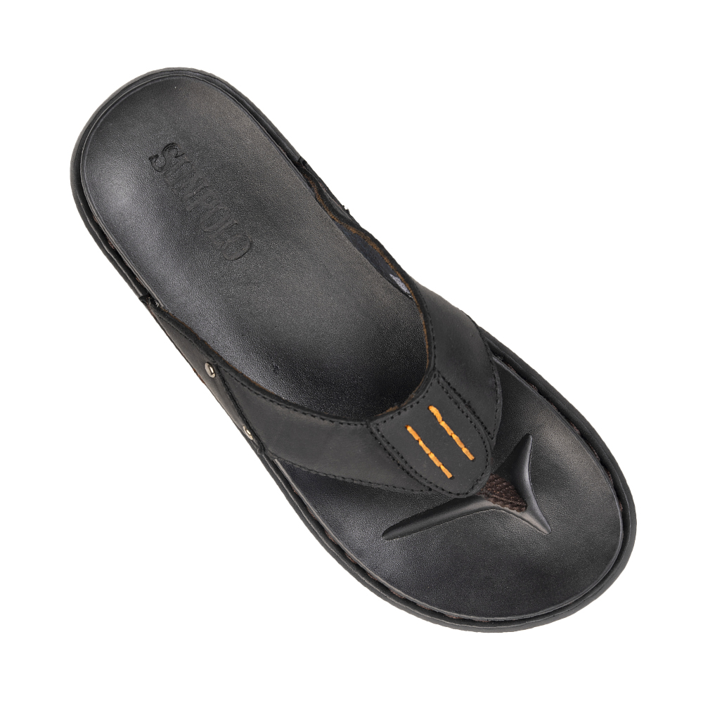 Dép xỏ ngón nam da bò SUNPOLO KEP288 đế cao su màu đen