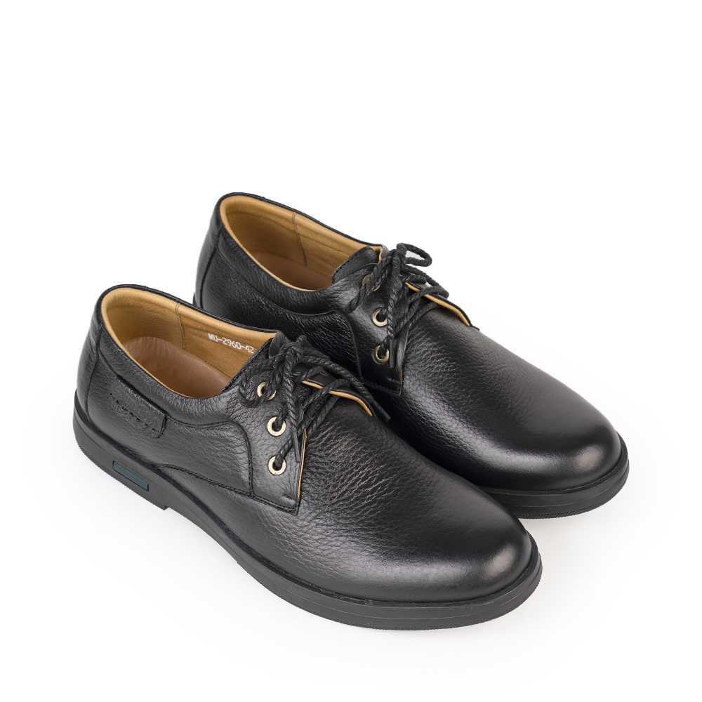 Giày nam cột dây MU2960 da bò đế cao su mũi tròn