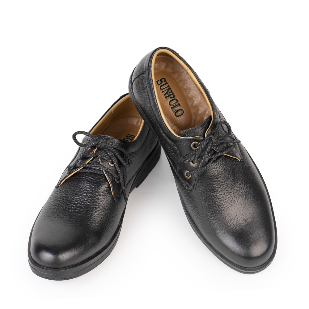 Giày nam cột dây MU2960 da bò đế cao su mũi tròn