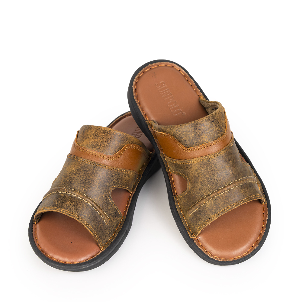 Dép Quai Ngang Nam Da Bò SUNPOLO FQN061