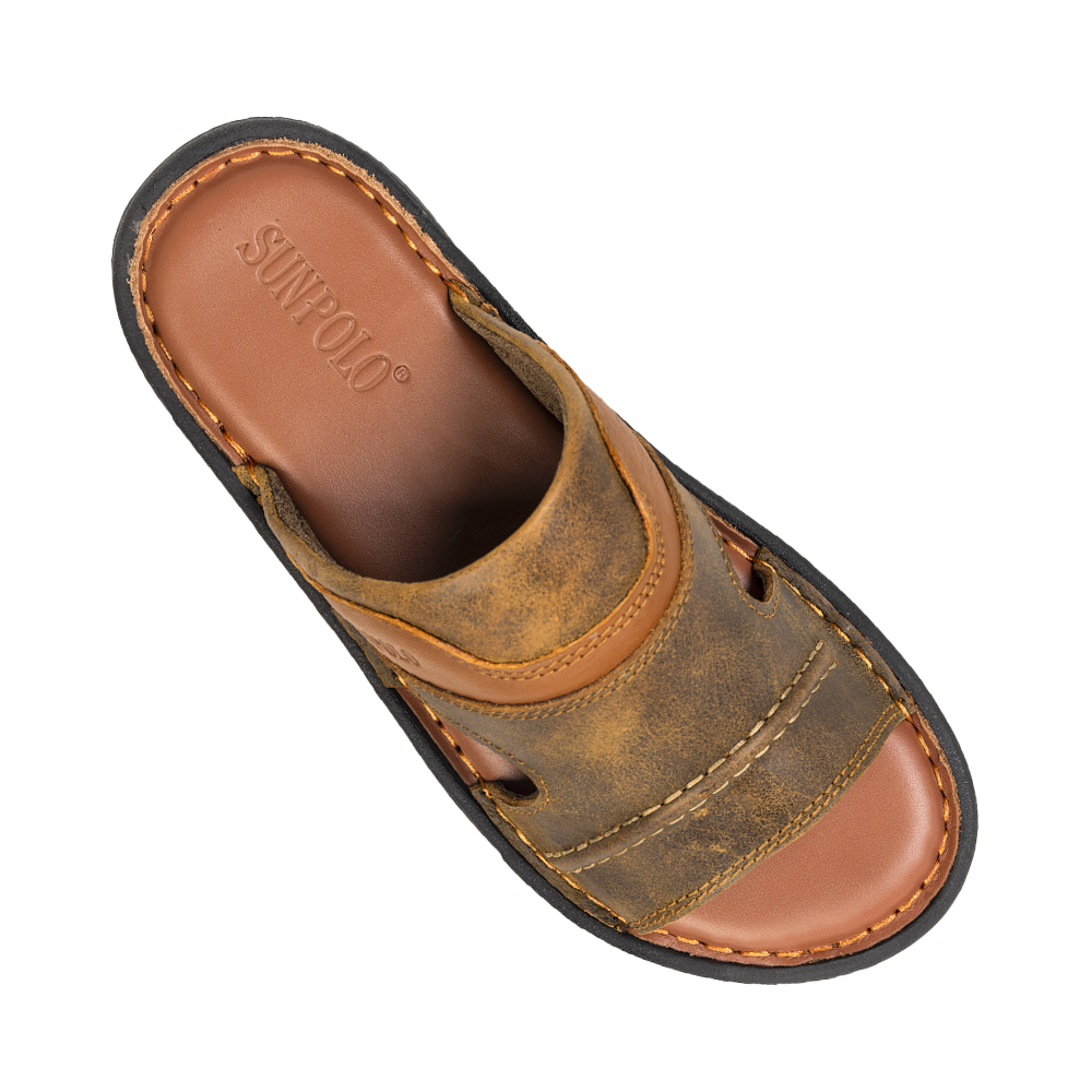 Dép Quai Ngang Nam Da Bò SUNPOLO FQN061