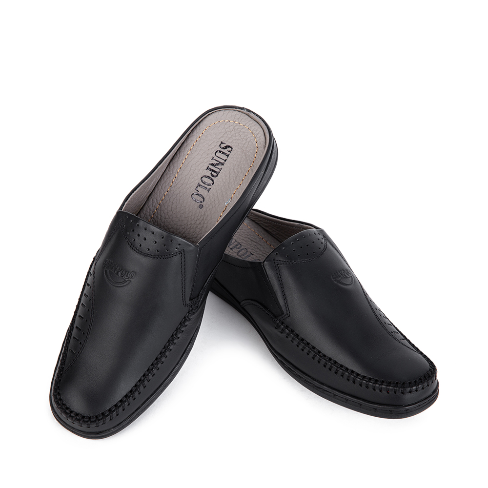 Dép sapo SPO196 da bò Đen Nâu