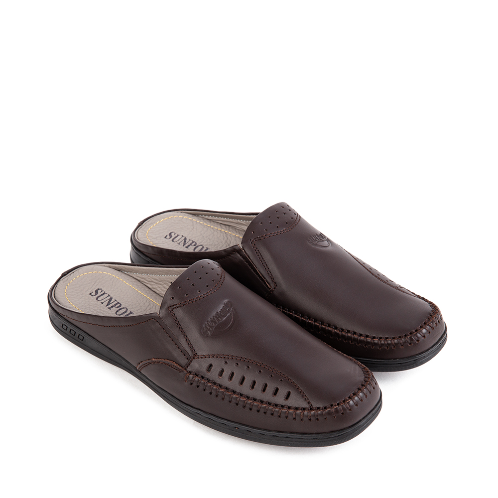 Dép sapo SPO196 da bò Đen Nâu