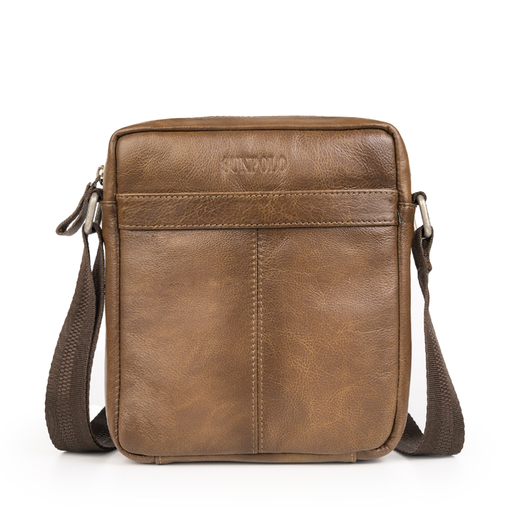 Túi đeo chéo nam da bò cao cấp SUNPOLO Nâu TUI223