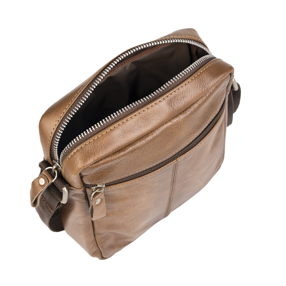 Túi đeo chéo nam da bò cao cấp SUNPOLO Nâu TUI223