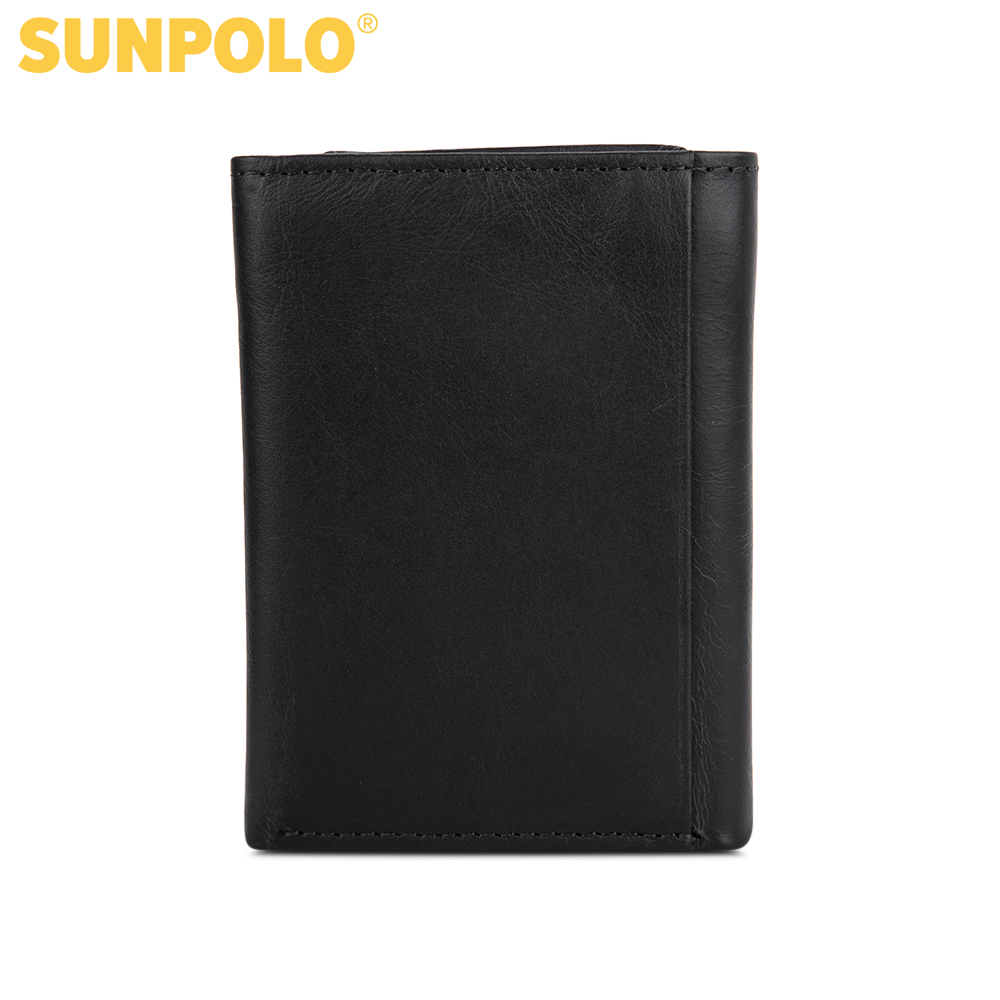 SUNPOLO ví gấp ba nam da bò cao cấp WSTF51