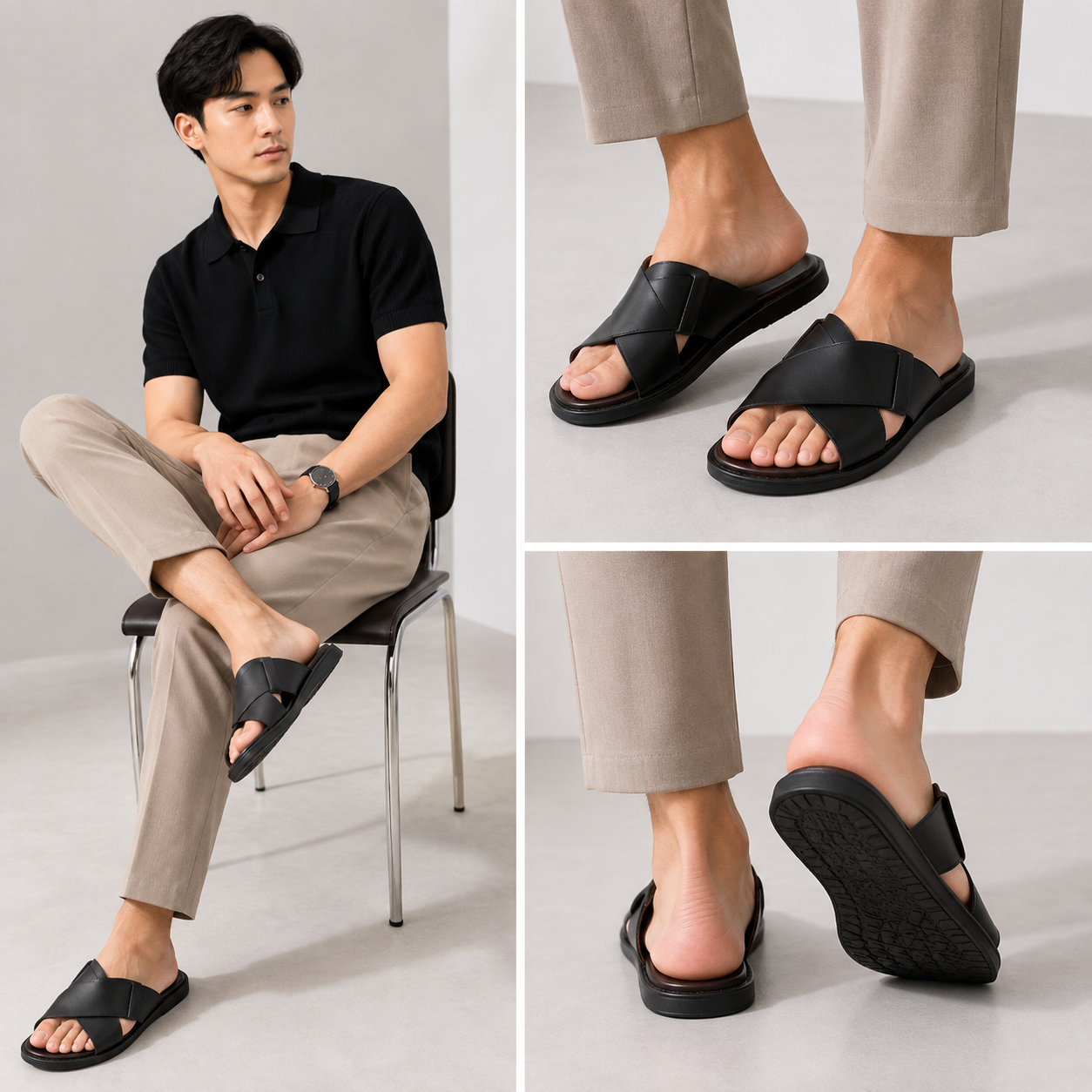 Dép Quai Ngang Da Bò YQC5MT SUNPOLO Có Big Size 44,45