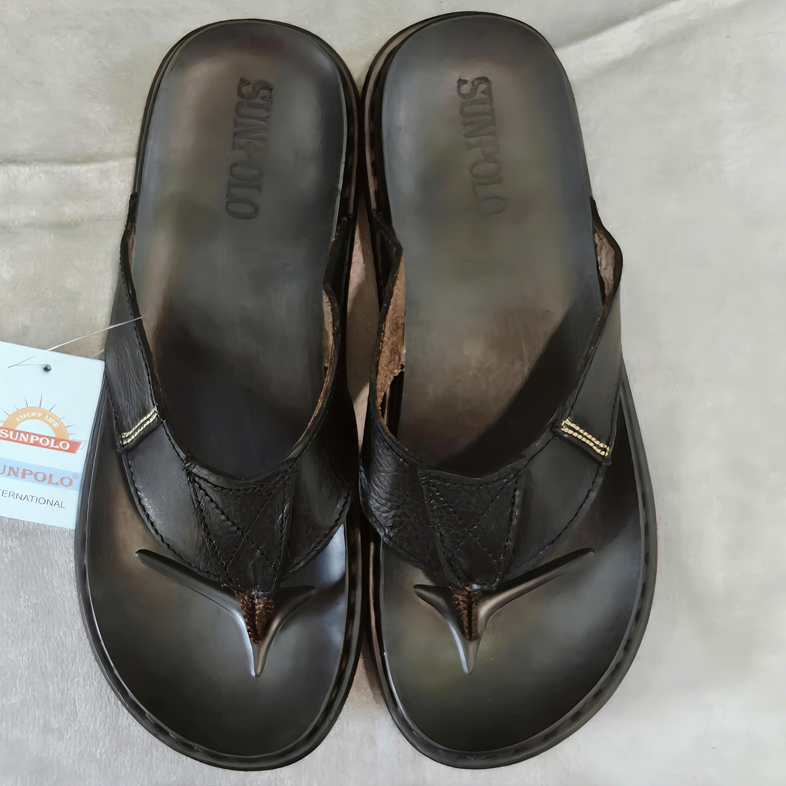 Dép kẹp xỏ ngón KEP013 da bò SUNPOLO