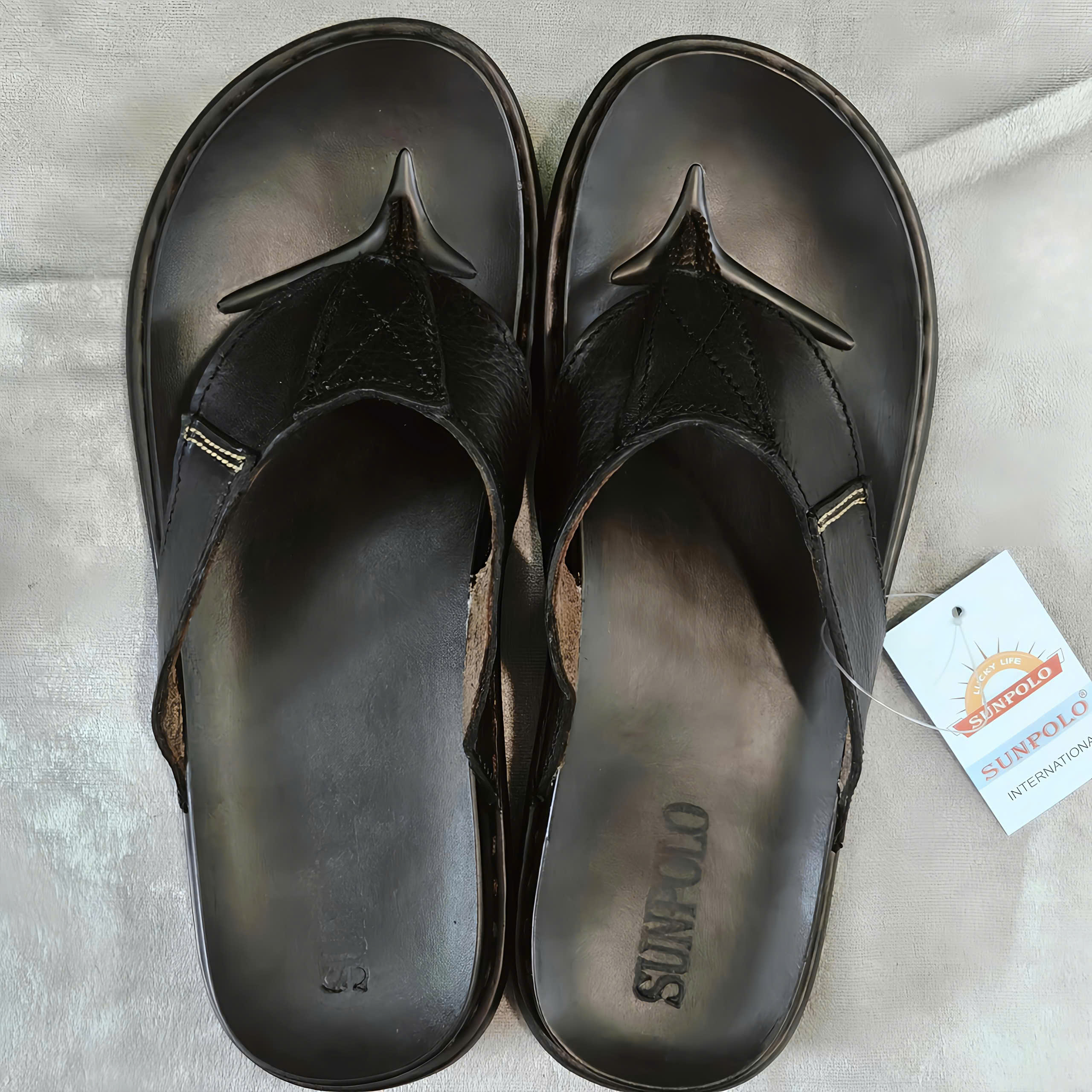 Dép kẹp xỏ ngón KEP013 da bò SUNPOLO