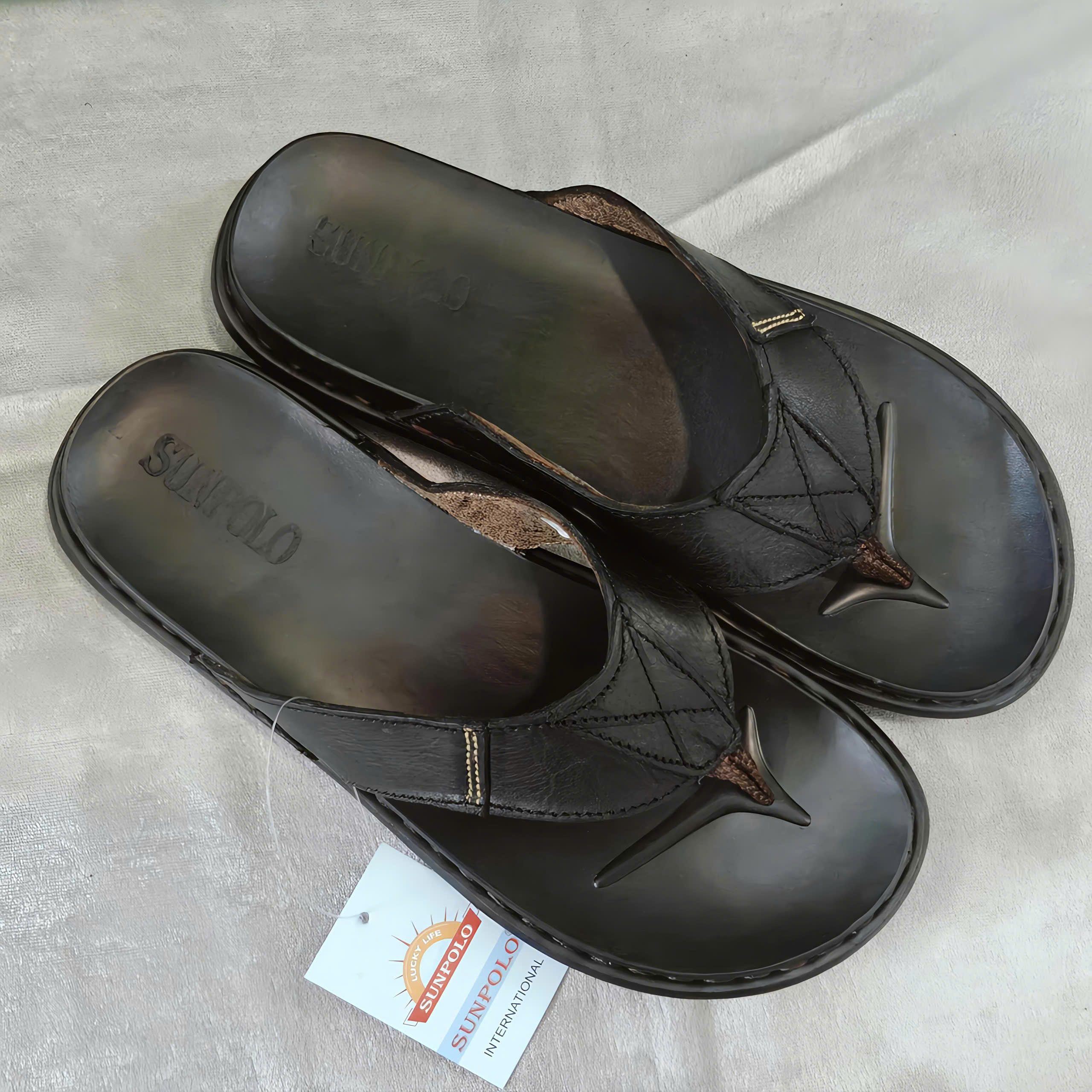 Dép kẹp xỏ ngón KEP013 da bò SUNPOLO