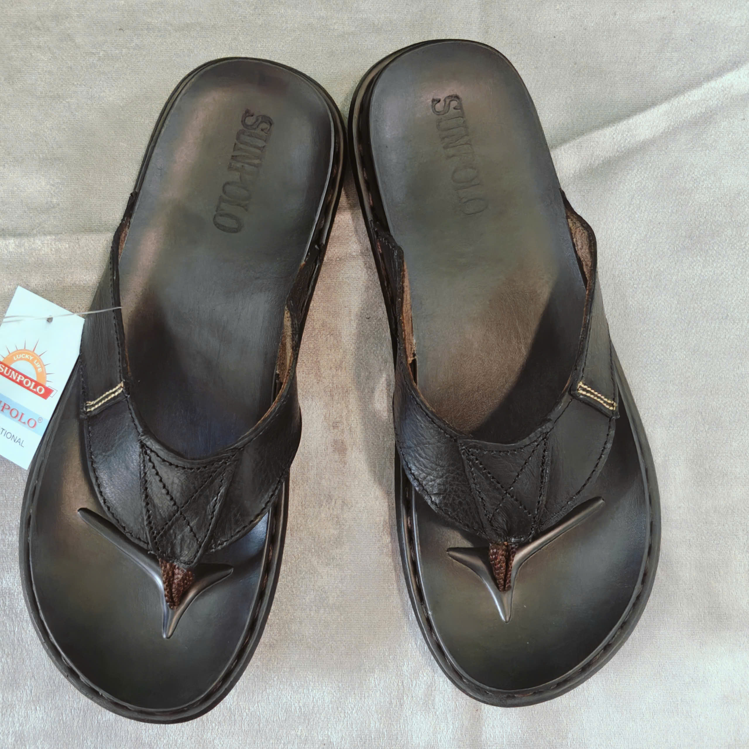 Dép kẹp xỏ ngón KEP013 da bò SUNPOLO