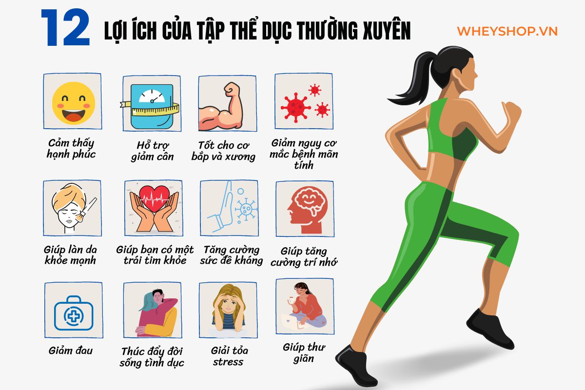 Lợi ích của việc tập thể dục có thể cải thiện gần như mọi khía cạnh sức khoẻ từ trong ra ngoài. Bài viết dưới đây WheyShop sẽ giúp bạn tìm hiểu rõ hơn lợi...