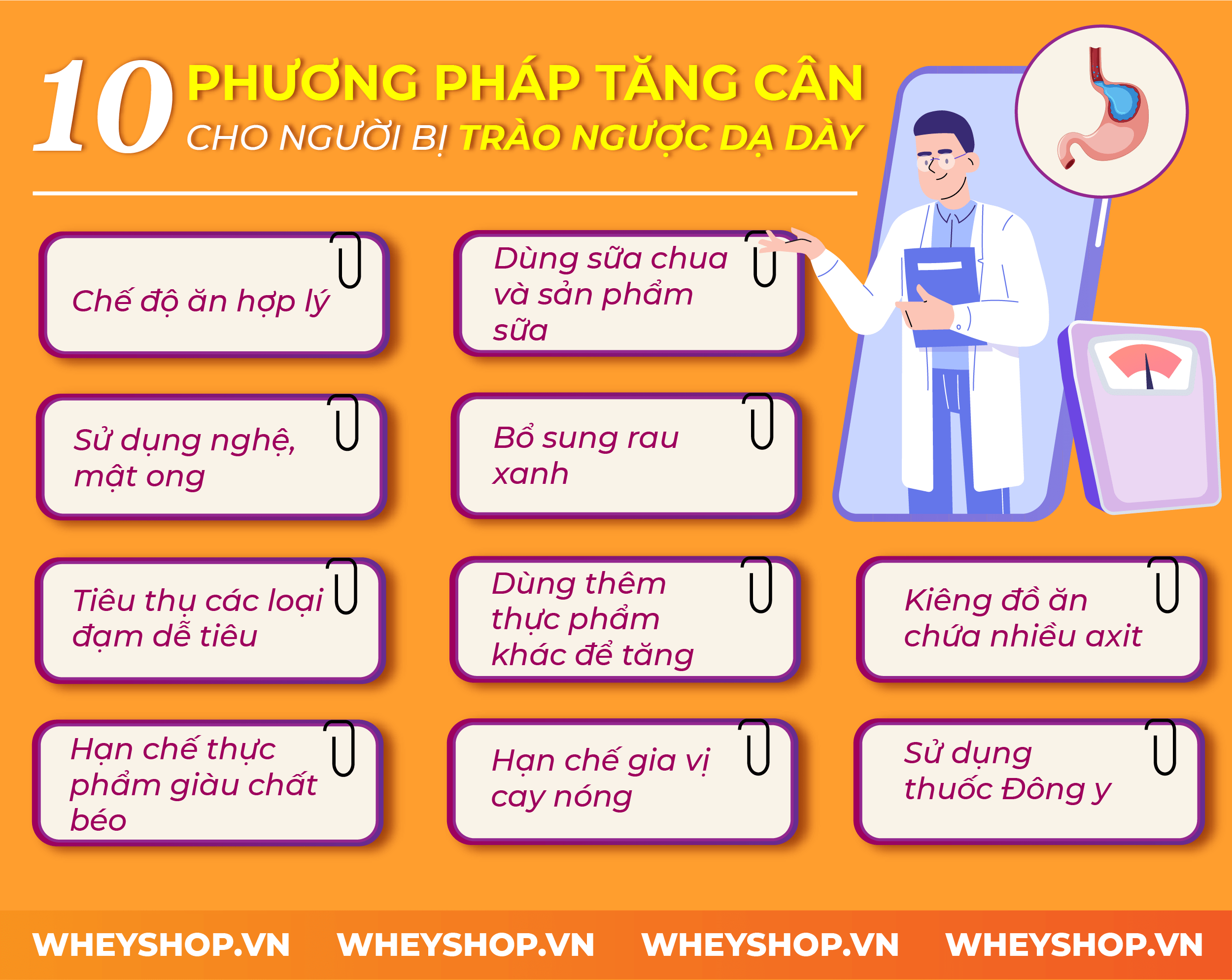 Bị trào ngược dạ dày có béo được không? Cùng WheyShop giải đáp thắc mắc qua bài viết ngay sau đây để tìm phương pháp tăng cân cho người bị trào ngược dạ dày...