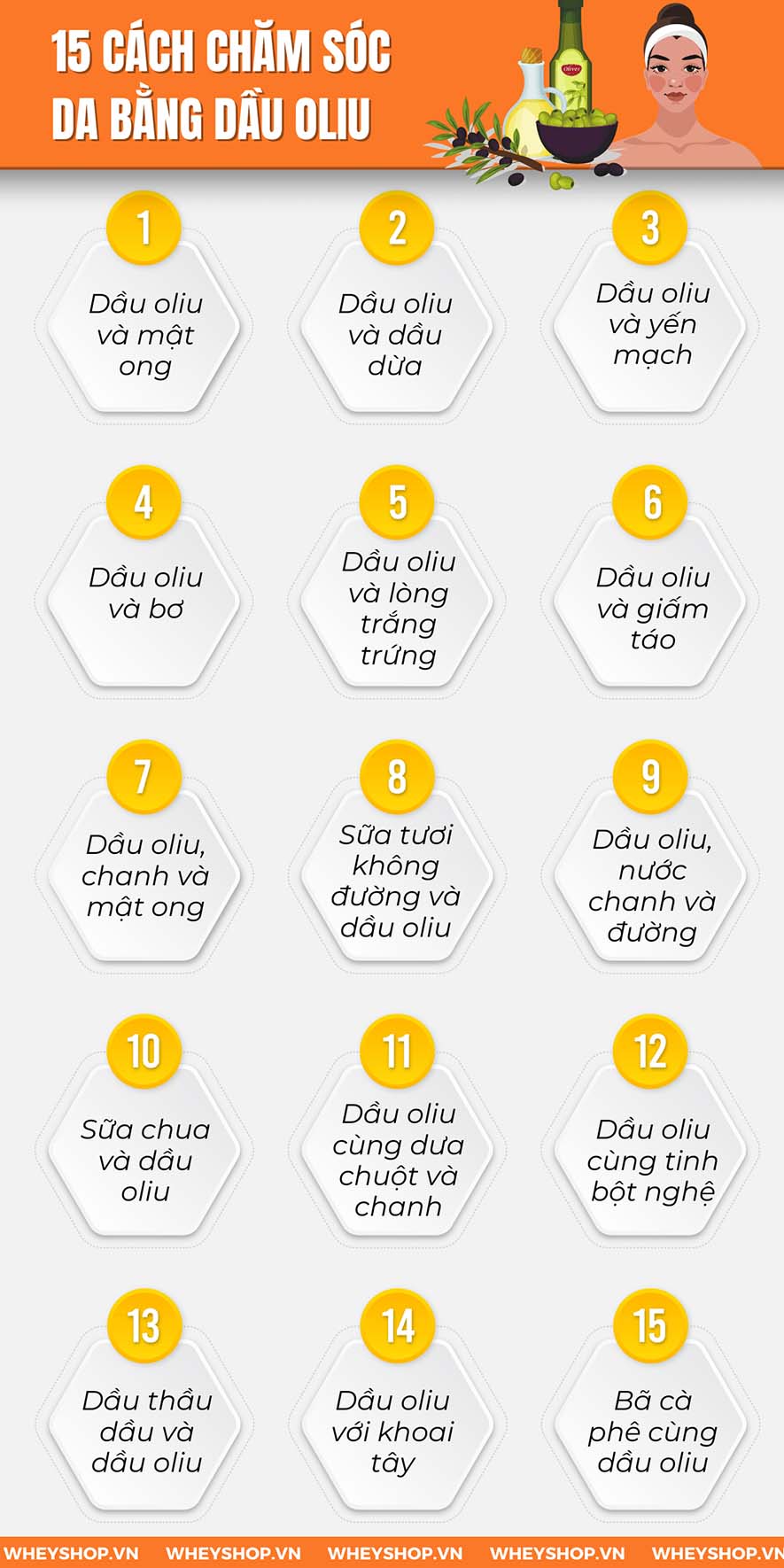 Nếu bạn đang băn khoăn trong việc tìm cách sử dụng dầu oliu dưỡng da thì hãy cùng WheyShop tham khảo chi tiết 15 cách qua bài viết...
