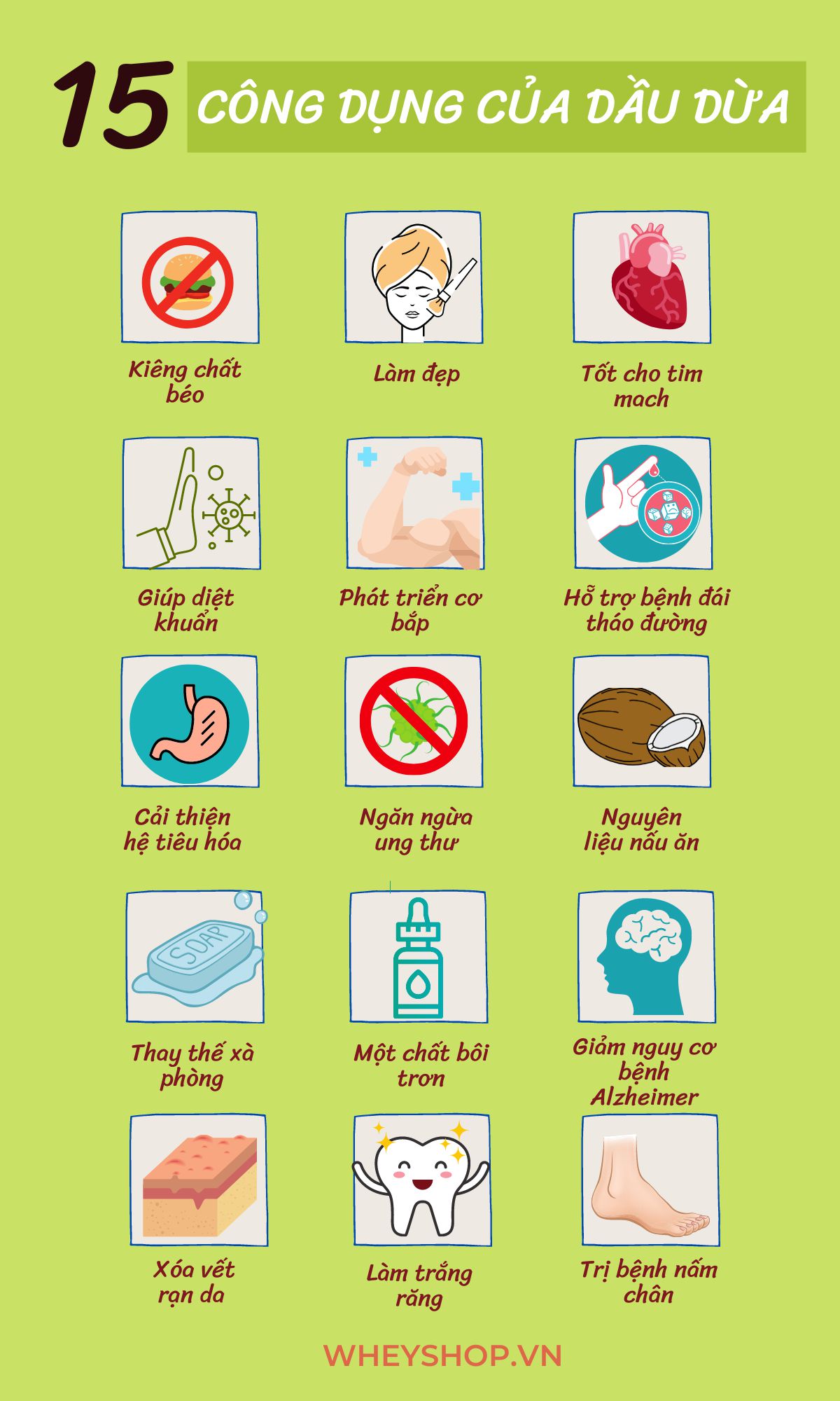 Nếu bạn đang băn khoăn trong việc tìm hiểu lợi ích của dầu dừa thì hãy cùng WheyShop điểm qua 15 lợi ích tuyệt vời của dầu dừa trong bài...