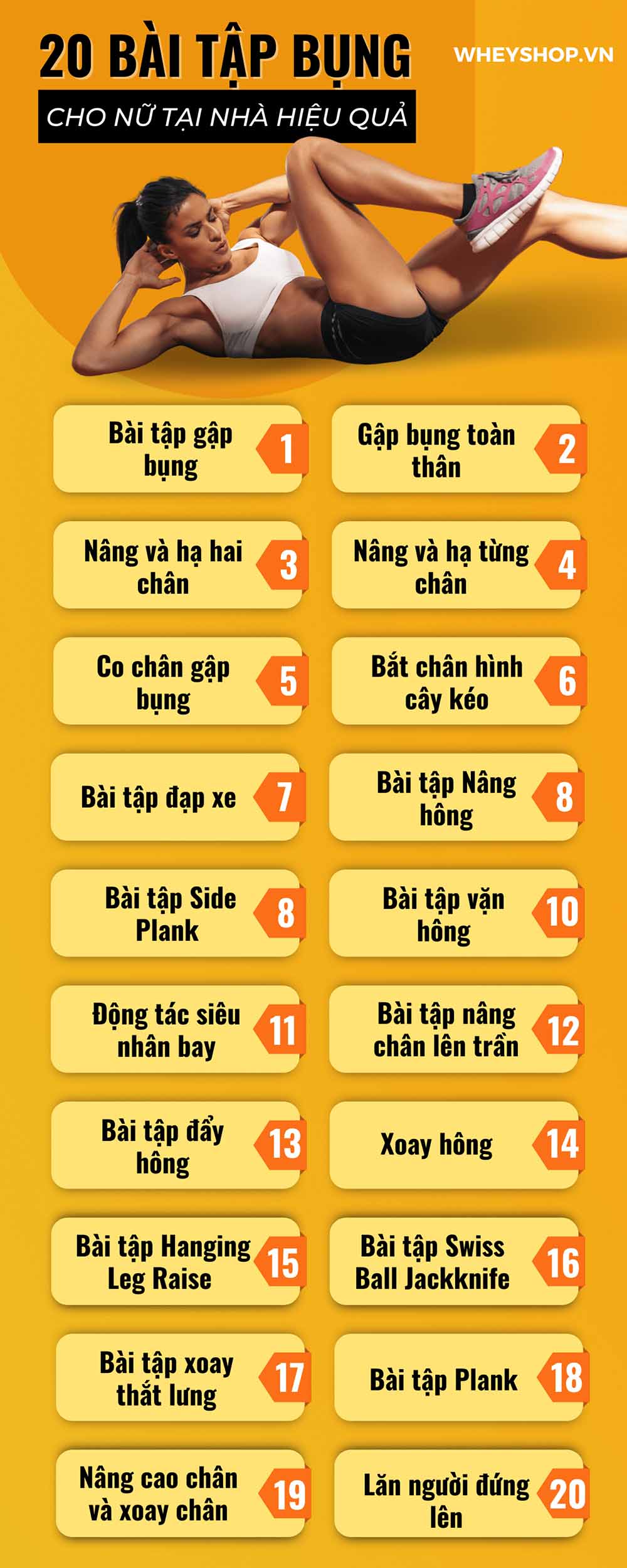 Video hướng dẫn 20 bài tập bụng cho nữ tại nhà hiệu quả nhanh nhất. Giúp giảm mỡ, săn chắc cơ bụng hiệu quả, nhanh gọn và đơn giản dễ dàng tập theo...