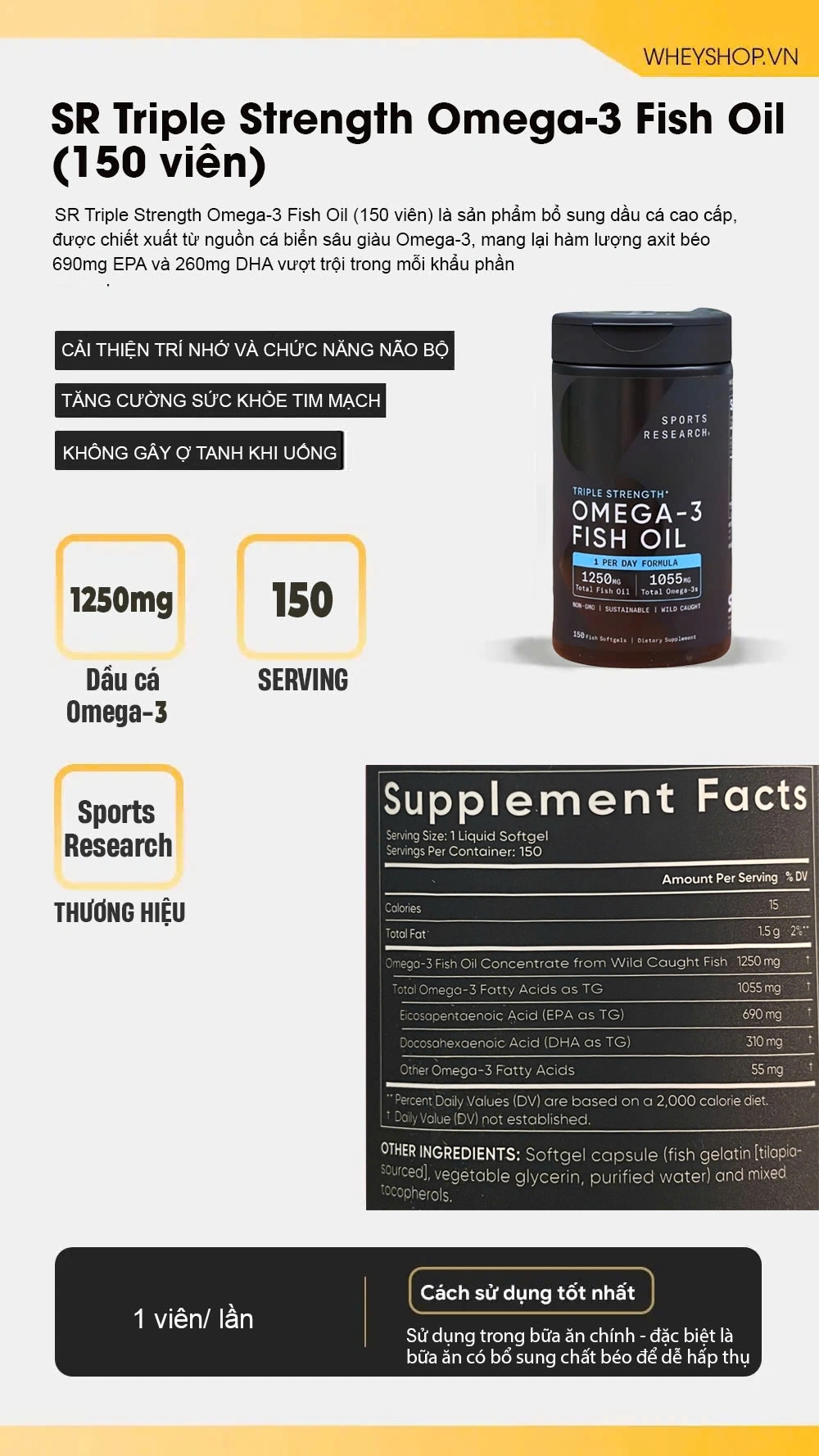 SR Triple Strength Omega-3 Fish Oil (150 viên) 4 SR Triple Strength Omega-3 Fish Oil (150 viên)