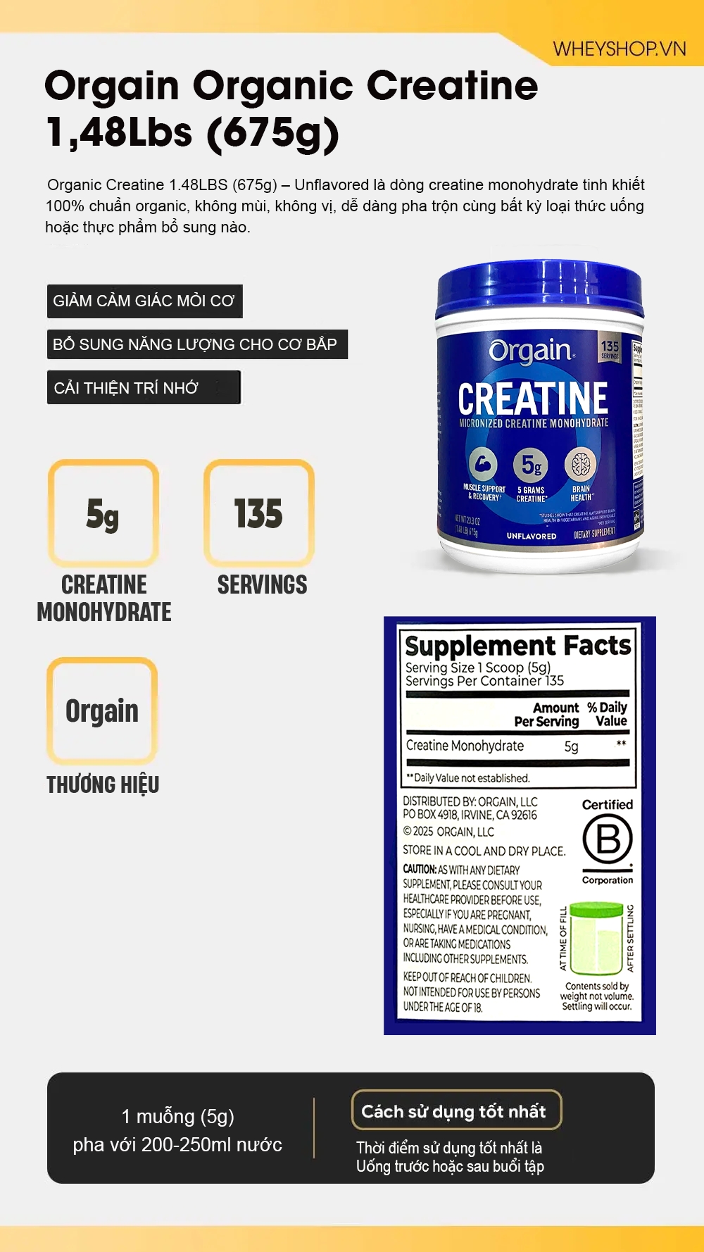 Orgain Creatine 675g (135 servings) 4 20250811 162524