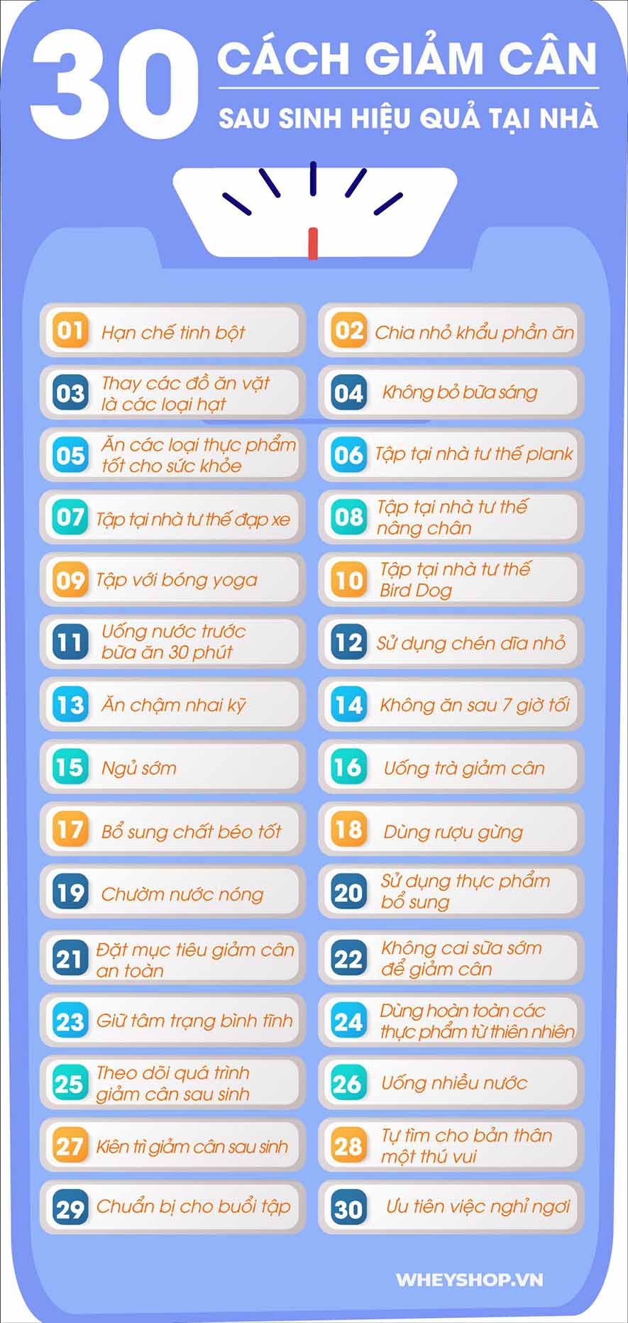 Giảm cân sau sinh luôn là nỗi lo của các mẹ bỉm sữa, bài viết này hãy cùng WheyShop tham khảo ngay 30 cách giảm cân sau sinh đơn giản hiệu quả...