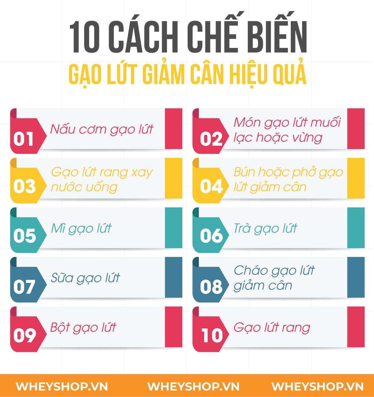 Nếu bạn đang băn khoăn tìm cách ăn gạo lứt giảm cân sao cho hiệu quả thì hãy cùng WheyShop điểm qua ngay 10 cách ăn gạo lứt giảm cân qua bài...