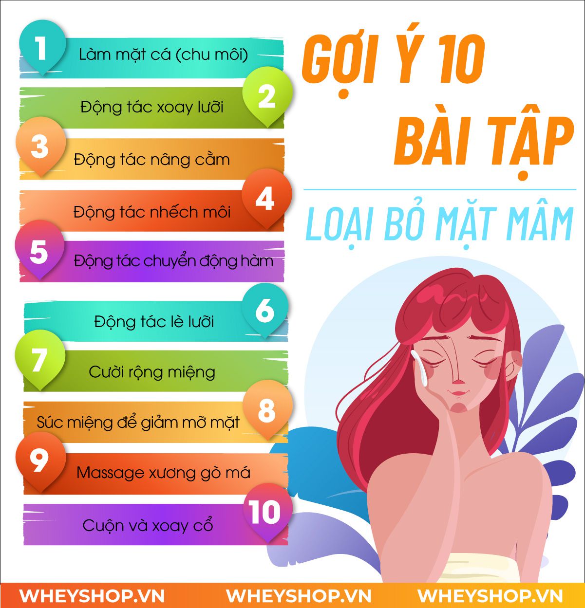 Mặt mâm là nỗi lo của rất nhiều người do tích mỡ thừa. Cùng WheyShop điểm qua 10 bài tập giảm mặt mâm đơn giản, hiệu quả nhất qua bài viết...