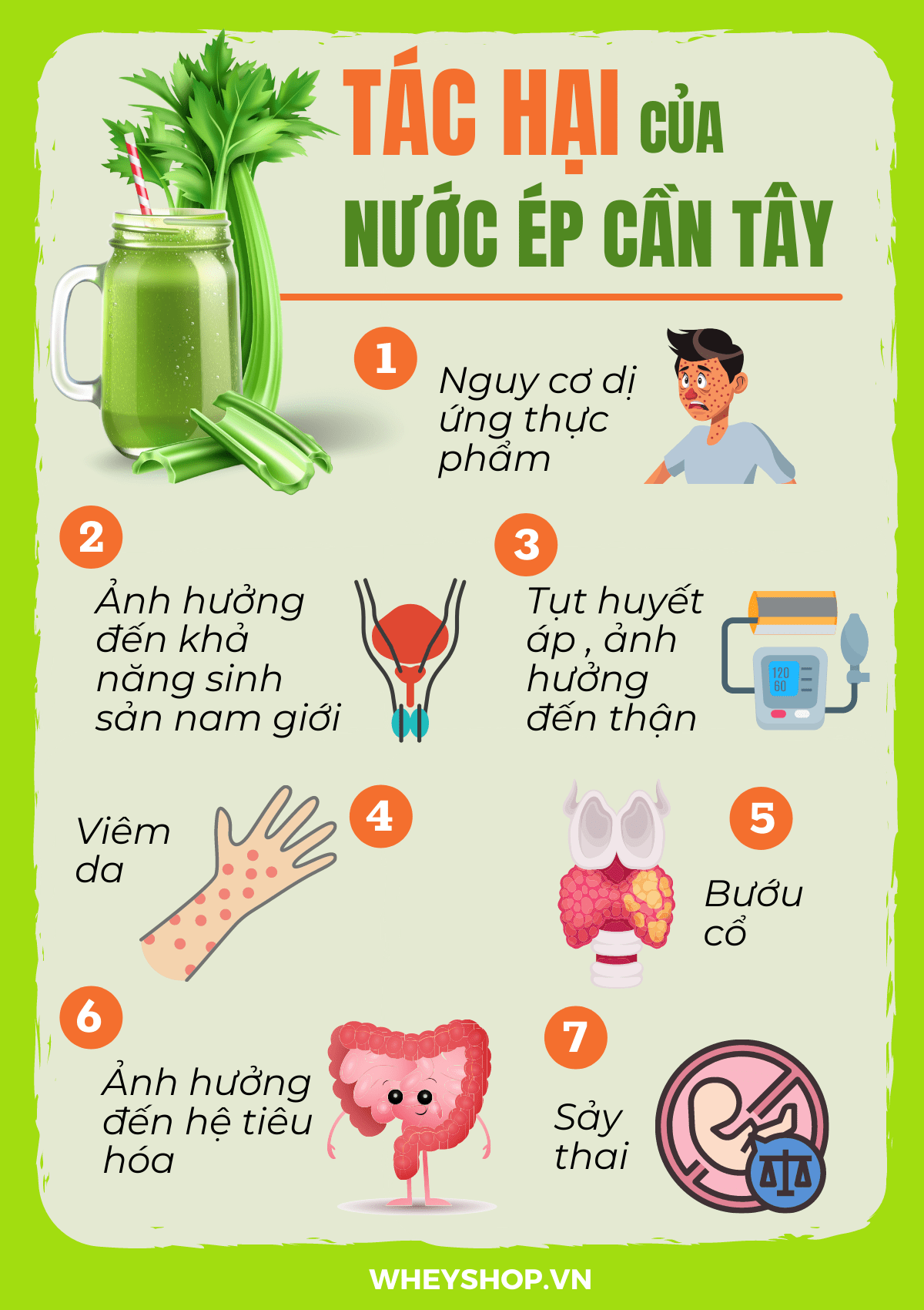 Nếu bạn đang băn khoăn tìm hiểu tác hại của nước ép cần tây thì hãy cùng WheyShop tham khảo giải đáp chi tiết qua bài viết ngay sau đây...