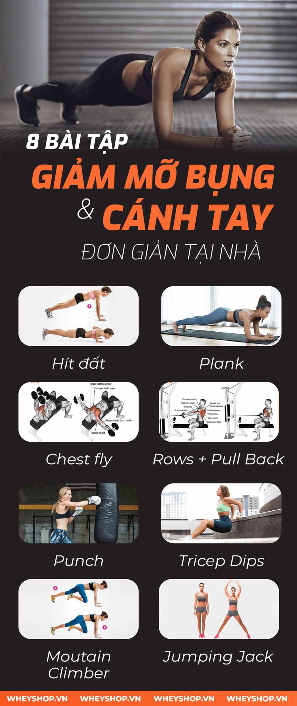 Bạn có phải là dáng người quả táo, dễ tích mỡ dưới vùng cánh tay? 8 bài tập giảm mỡ bụng và cánh tay đơn giản tại nhà dưới đây sẽ giúp bạn