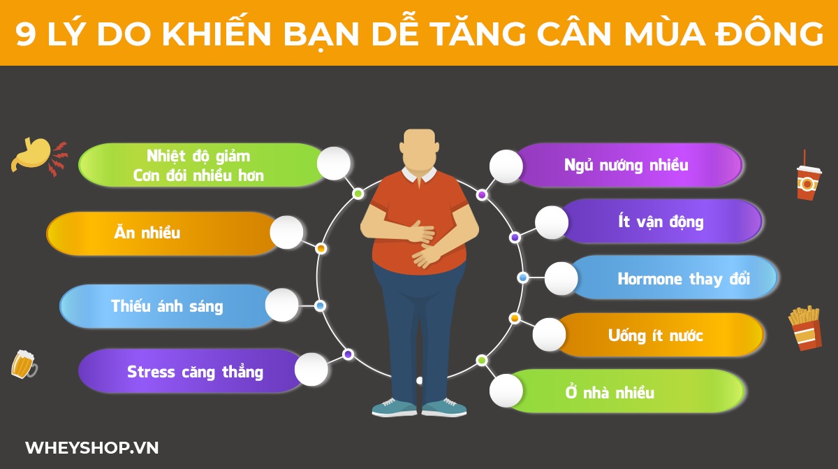Tăng cân mùa đông luôn là nỗi lo của nhiều người. Cùng tìm hiểu 9 lý do tăng cân mùa đông và cách phòng tránh qua bài viết nhé ...