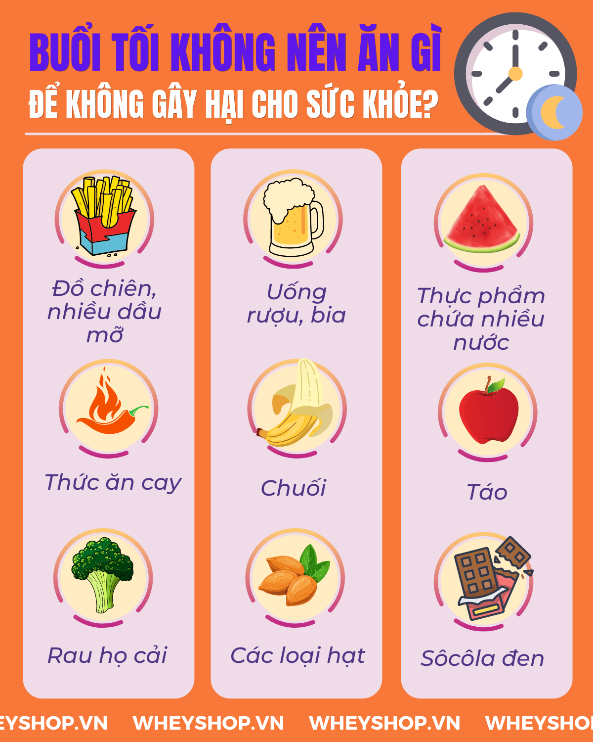 Rất nhiều người có thói quen ăn đêm, tuy nhiên ăn đêm có tốt không? Cùng WheyShop tìm hiểu về tác hại của việc ăn đêm và thực phẩm cần tránh...